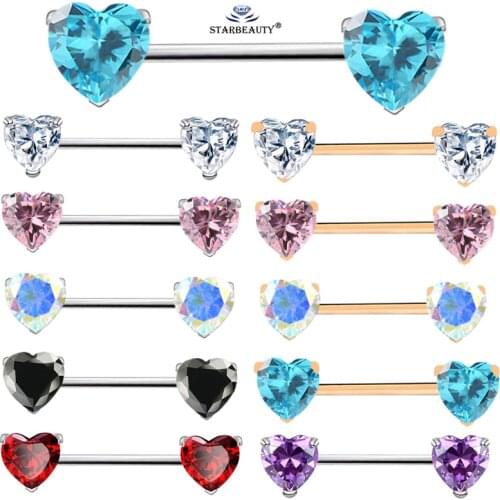 Starbeauty 2 pcs/lot Hot Heart Nipple Rings Blue Crystal Nipple Piercing Rings Sexy Women Nipple Jewelry Helix Pircing Earrings