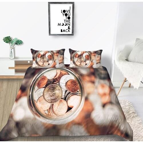 Coin Bedding Set Creative Fashion Luxury High End 3D Duvet Cover King Queen Twin Full Single Double Unique Design Bed Set