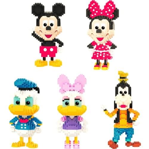 Disney 714pcs+ Mickey Mouse Diamond Building Blocks Minnie Donald Duck Dasiy Goofy Micro Brick Figures Toys For Christmas Gift