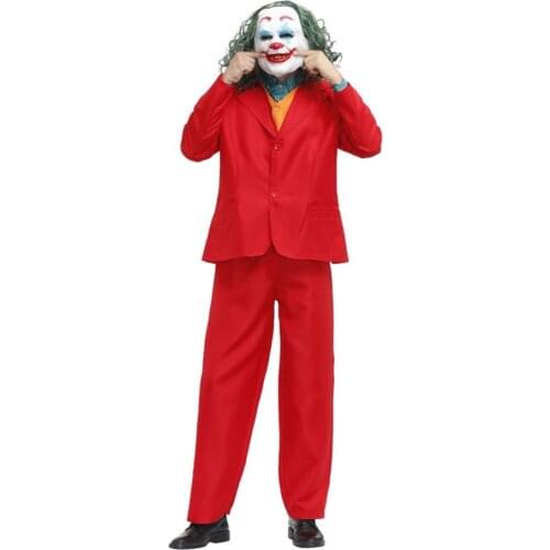 2020 Male Adult Joker Cosplay Costume Jacques Phoenix DC Movie Droll Suits Halloween Cosplay Costume Party Dance Uniform for Man