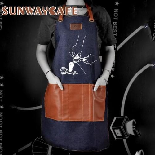 Kitchen Cooking Apron with Adjustable Cotton Strap Large Pockets 34x27 Inches Barista Men and Women Homewear Coffee Tools