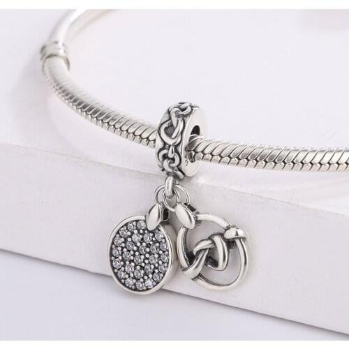 925 Sterling Silver Cubic Zirconia Heart Dangle Pendant Beads Charm Bracelet Necklace Fashion Jewelry DIY Making For Pandora