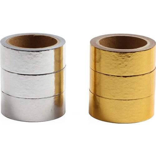 15mm*5m Gold Foil Washi Tape Silver/Gold/ Retro Color Japanese Kawaii DIY Stickers Scrapbooking Label Masking Tape