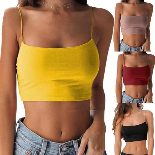 Summer Sexy Camisoles for Women Vest Crop Top Solid Color Spaghetti Strap Top Low-cut Neck Slim Camisoles Women Tank Top Camis