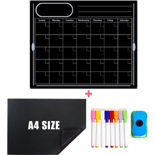 Magnetic Black Board Weekly Monthly Planner Calendar Kids Kitchen Fridge Wall Sticker Erasable Memo Message Writing Dry Erase