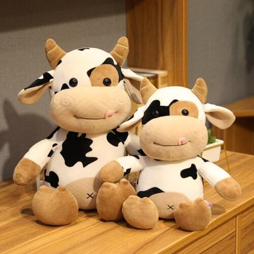 30-65CM Cute Cattle Plush Toys kawaii Simulation Milk Cow Plush Doll Stuffed Soft Pillow for Children Kids Birthday Gifts