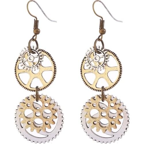 Fashion Steampunk Gears Dangle Earrings For Women Girls Vintage Antique Steam Punk Earrings Oorbellen Jewelry