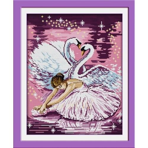 Dance of the swan Cross Stitch Kits Embroidery Needlework Kit Home Decor Printed Canvas DMC Counted printed Cross-stitch set