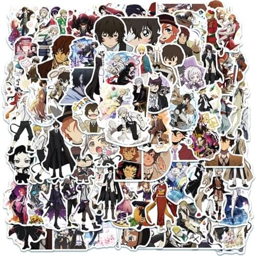 100pcs Bungo Stray Dogs Stickers Anime Sticker PVC Decals Graffiti Suitcase Luggage Guitar Car Waterproof for Childrens Toys