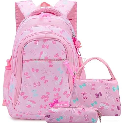 New Marie Cat Cute Girls Backpack School Bag With Tote Handbag Pencil Case Set 3 for Children Primary School Book Bags