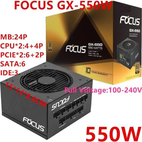 New PSU For SeaSonic ATX 80plus Gold Full Module RX2070 RX5700 Rated 550W Peak 650W Power Supply FOCUS GX-550W FOCUS+650FX
