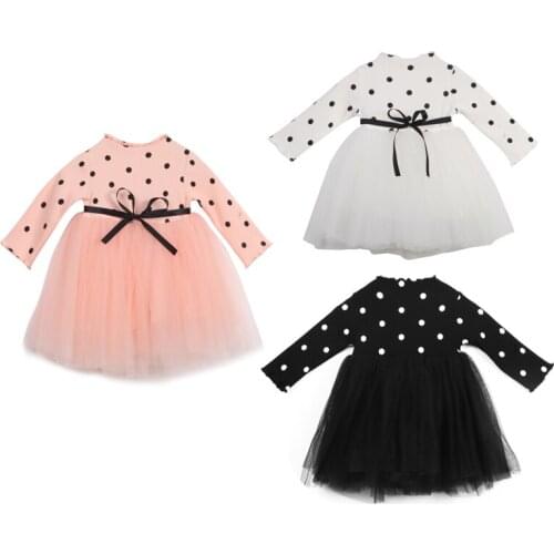 Pudcoco 0-4Y Girls Princess Baby Dress Newborn Infant Baby Girl Clothes Bow Dot Tutu Ball Gown Sweatshirt Dress 3 Style Outfit