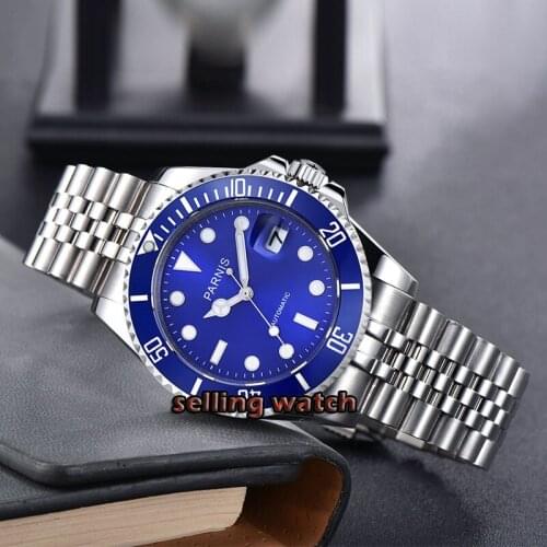 Casual Parnis 40mm Ceramic Bezel Men Automatic Mechanical Watch Diving Miyota 8215 Movement Mens Watches
