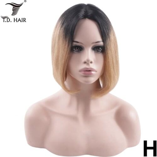 TD High ratio straight U Part 4x0.5 Bob Wig middle part 10 inch Brazilian remy hair 130% wig Ombre 1B-27 color human hair wigs