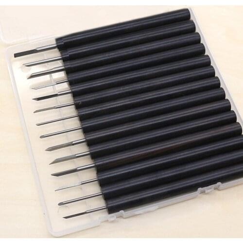 14Pcs manual carving knife DIY Tools olive core walnut wood carving chisel Sandalwood Handle HSS