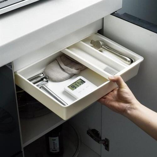 Hidden Desk Bottom Storage Box Office Table Bottom Organizer Sundries Stationery Holder Creative Drawer Under Table with Cover