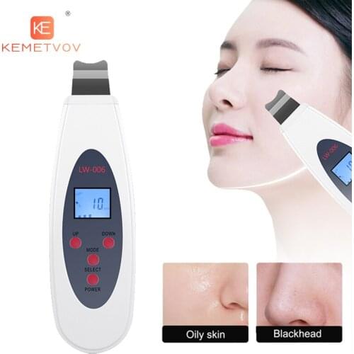 Ultrasonic Skin Scrubber Cleanser Face Cleaning Acne Removal Galvanic Facial Spa Ultrasound Peeling Clean Tone Lift LW006
