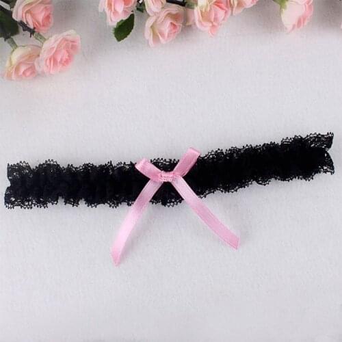 Women Wedding Bridal Eyelash Floral Lace Leg Ring Wrist Band Contrast Color Ribbon Bowknot Thin Elastic Thigh Garter Belt 3Pcs