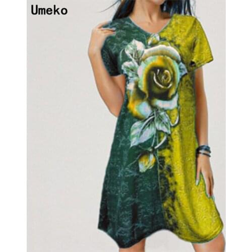 Rose Satin Casual Dress Women 2021 Summer Fashion Dresses for Women Short Sleeve Short Dresses Ladies Plus Size Mini Dress