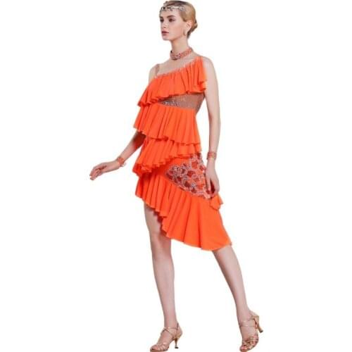 2017 New Multi-color Salsa Latin Dance Dress Women Rumba Samba Competition Dress L-16159