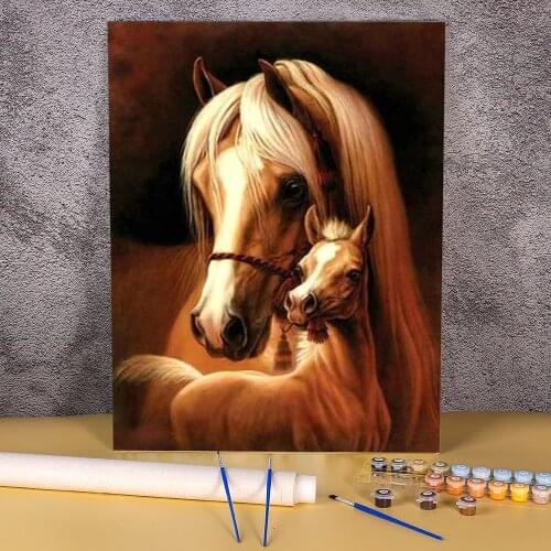 Animal Horse Painting By Numbers Kit Acrylic Paints 40*50 Canvas Pictures New Design For Kids Handiwork For Wholesale