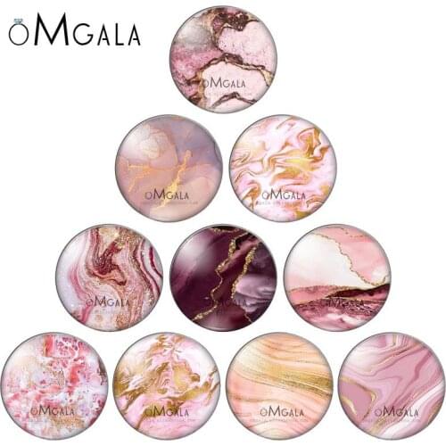 Golden Pink Immation Stone Texture Patterns 12mm/18mm/20mm/25mm Round photo glass cabochon demo flat back Making findings