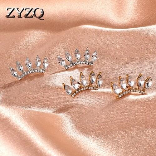 ZYZQ New Korean Fashion Eyelash-Shaped Stud Earrings For Women Simple Temperament Rhinestone Earrings Creative Jewelry
