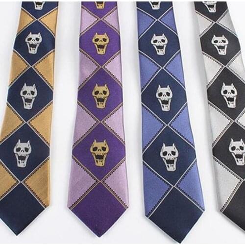 1 Pcs Cute Anime JoJos Bizarre Adventure Kira Yoshikage Cosplay Tie KILLER QUEEN Skull Neck Heavens Door Cosplay Figure Toys