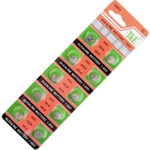 10PCS AG5 60mAh AG 5 1.55V Alkaline Button Battery LR754 393A 393 SR754 48LR G5A 193 Cell Coin Batteries For Watch Toys Remote