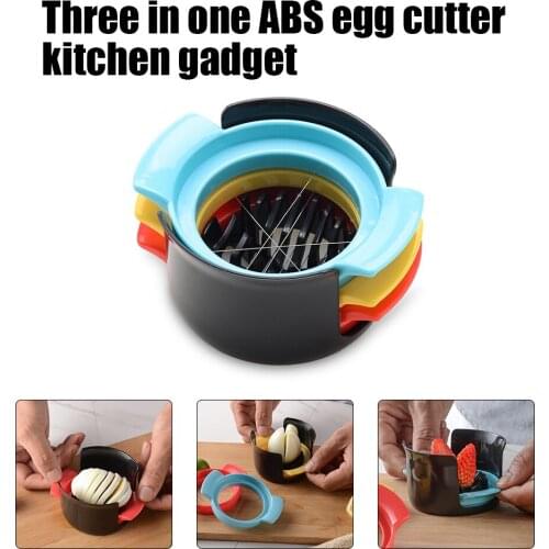 3 in 1 Egg Slicer Fruit Slicer Cutter Stainless Steel Cutting Wire for Egg Salad Multifunctional Cooking Tools