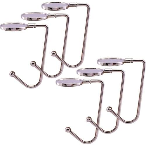 6pcs/Set Silver Handbag Hanger Creative Novelty Hanger Fashion Purse Hook Key Holder Clothes Hanger Home Storage Hook