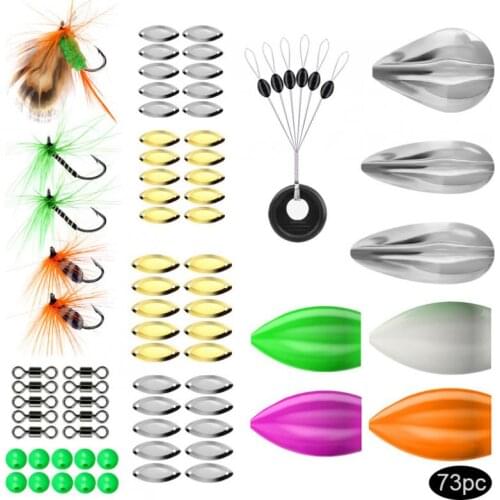 73pcs/lot Throw Casting Group Kits with Sequins Luminous Fishing Beads Space Bean Swivel Throwing Assistance Fishing Tackle