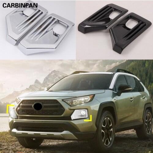 Car Styling Accessories Carbon Fiber Front Foglight Cover Trim Fog Light Lamp Frame For Toyota RAV4 RAV 4 Adventure 2019 2020
