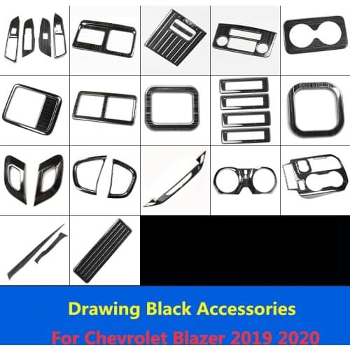 World Datong Accessories Fit for Chevrolet Blazer 2019 2020 Interior Drawing Black Stainless steel Decoration Cover Trim