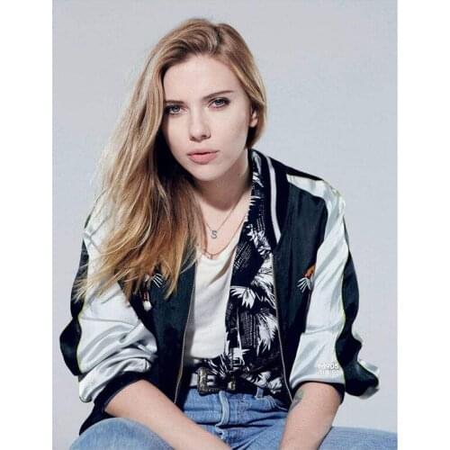 5D DIY Full Round Diamond Painting Movie Star"Scarlett Johansson" 3D Embroidery Cross Stitch Rhinestone Mosaic Home Dector YC255