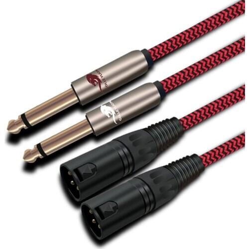 Audio Cable Mono 1/4'' Male Jack Mic Dual 6.5mm to 2 XLR 3 Pin Male for Mixer Amplifier Phono Microphone Mic 2 XLR to 2 TRS Jac