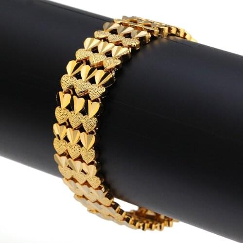 20cm Bracelet For Women Men Gold Heart Bangle Bracelet New Trendy Handmade Chain Jewelry Ethiopian Party Gift
