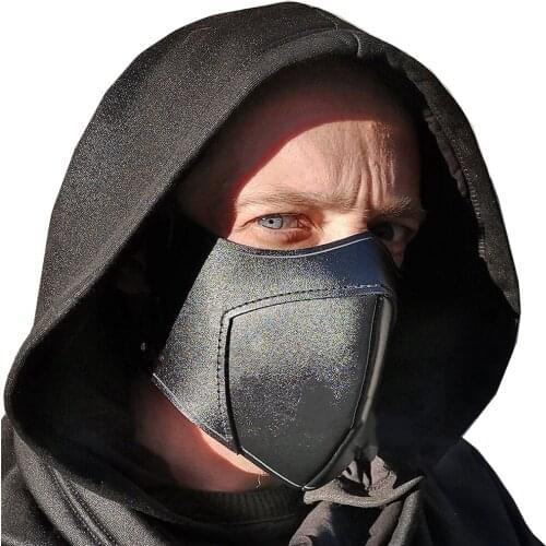 Black PU Leather Mask Halloween Costume Cosplay Prank Props Fashion Punk Motorcycle Sport Masks For Men Women Adult