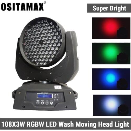 DJ Disco Moving Head Light Lyre LED Wash 108x3W RGBW Party Bar Light DMX512 Professional Stage Lighting Effect Show Club