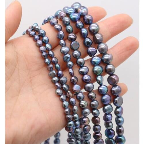 Hot Natural Freshwater Pearl Black Pearl Horizontal Hole Two-sided Light For Bracelet Necklace Jewelry Making for Women Gift