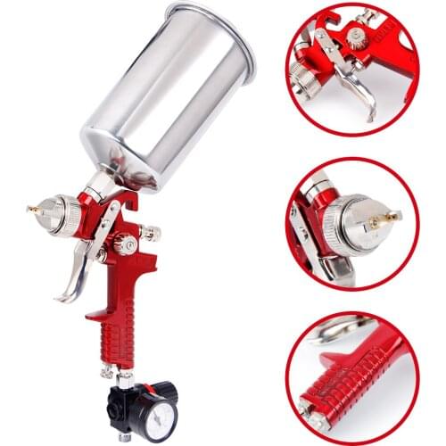 CarBole 1.4mm HVLP Gravity Feed Spray Gun W/ Air Regulator Auto Paint Basecoat Clearcoat
