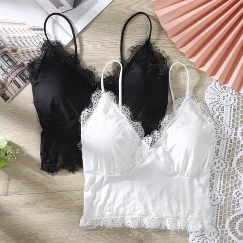 Women Tops Lace Underwear Solid Color Tube Top Bandeau Bra Black White Wrapped Chest Chic French Bralette Tank Cropped Cami