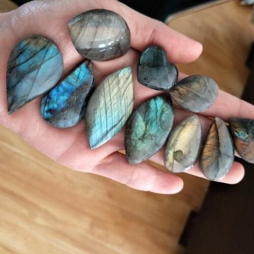 6 pieces flashing blue stunning color labradorite pendant