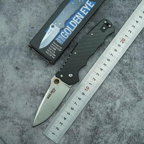 LEMIFSHE Golden Eye S35VN steel folding knife G10/carbon fiber handle outdoor camping survival kitchen knife EDC tool knife