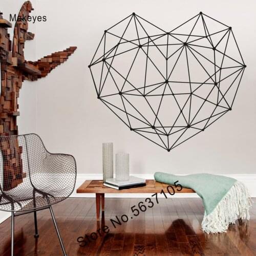Makeyes Geometric Heart Wall Sticker Home Livingroom Art Wall Decor Vinyl Heart Decoration Wall Decals Design Q359