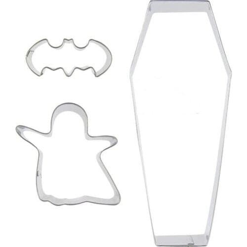 Small Bat, Ghost, Coffin shaped 3 piece biscuit cutting molds, baking tools, cake decorating soft candy tools