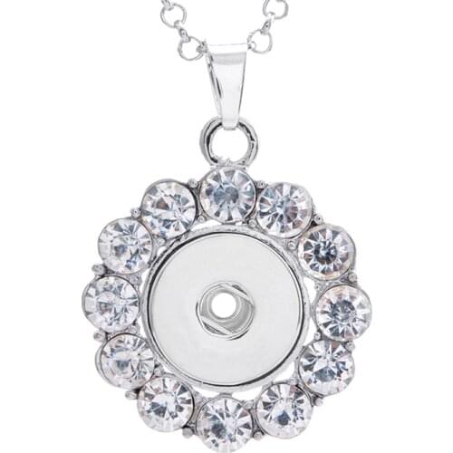 Trendy Rhinestone pendant snap necklace 60cm keychain fit 18MM snap buttons Fashion jewelry DIY accessories XL0021