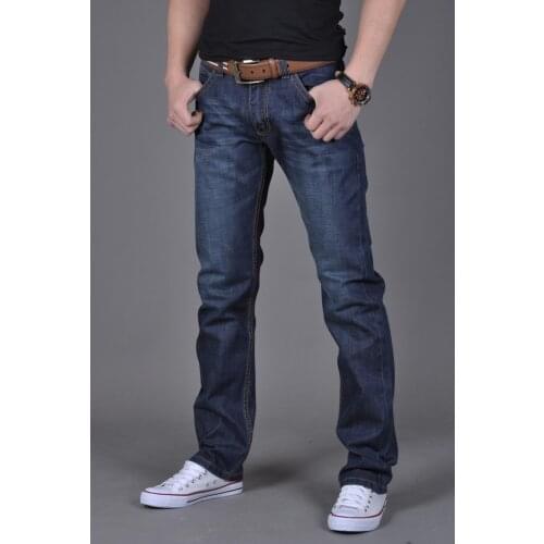 Mens Long Pants New Hot Selling Men Jeans Casual Straight Slim Fit Jeans Youth Fashion Solid Color Fashion Long Trousers