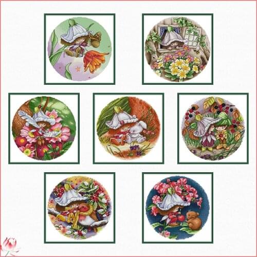 Cross-Stitch Kits Embroidery Handmade Decoration Lovely Flower Fairy Printed Stamped 14CT 11CT Fabric Gifts Thread Needlework