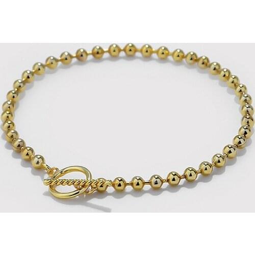 3mm Authentic 925 Sterling Silver Lucky Round Beads Charm chain O T Bracelet Wrist Twist bar &Circle Students C-M21062602